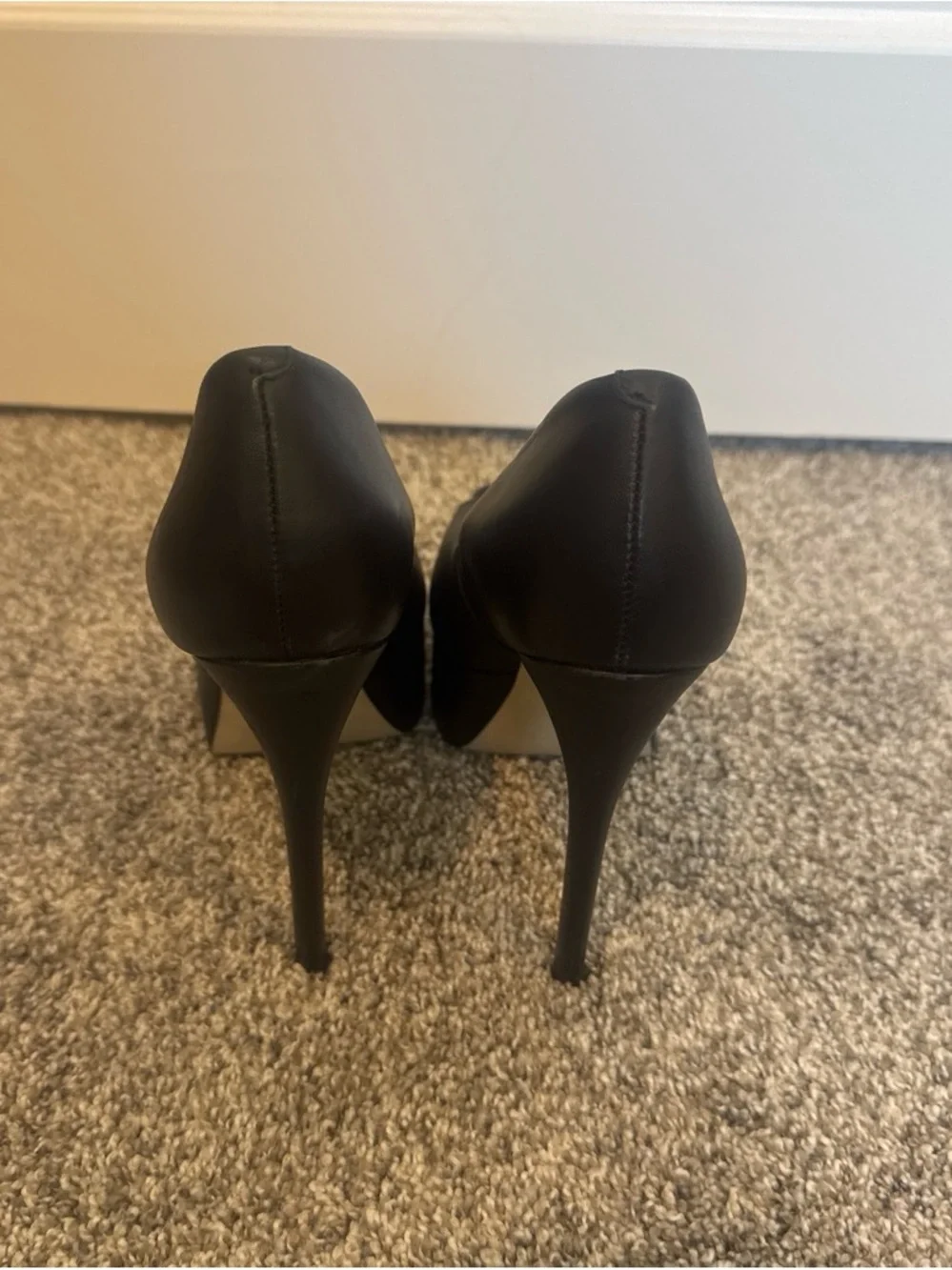 Steve Madden Black Platform Peep-Toe Pumps